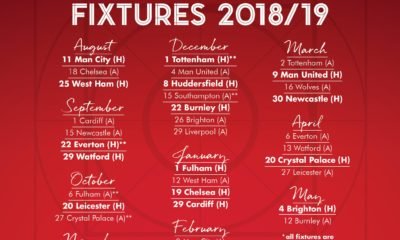 Arsenal 2018/19 Full Premier League Fixture