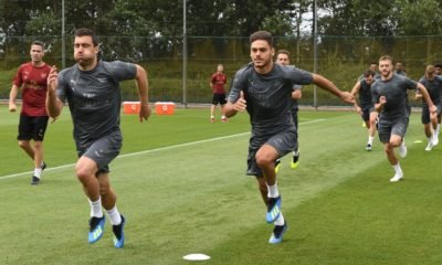 Arsenal players in training