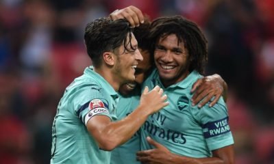 Arsenal midfielder Mesut Ozil and Elneny In Singapore