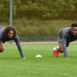 Guendouzi and Aubameyang in training