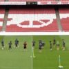Arsenal players in training