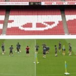 Arsenal players in training