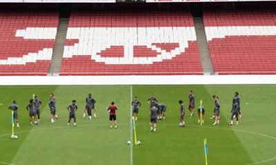 Arsenal players in training