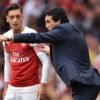Unai Emery and Mesut Ozil at the Emirates Stadium
