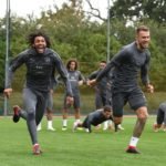 Arsenal players in training