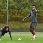 Aubameyang and Guendouzi in training