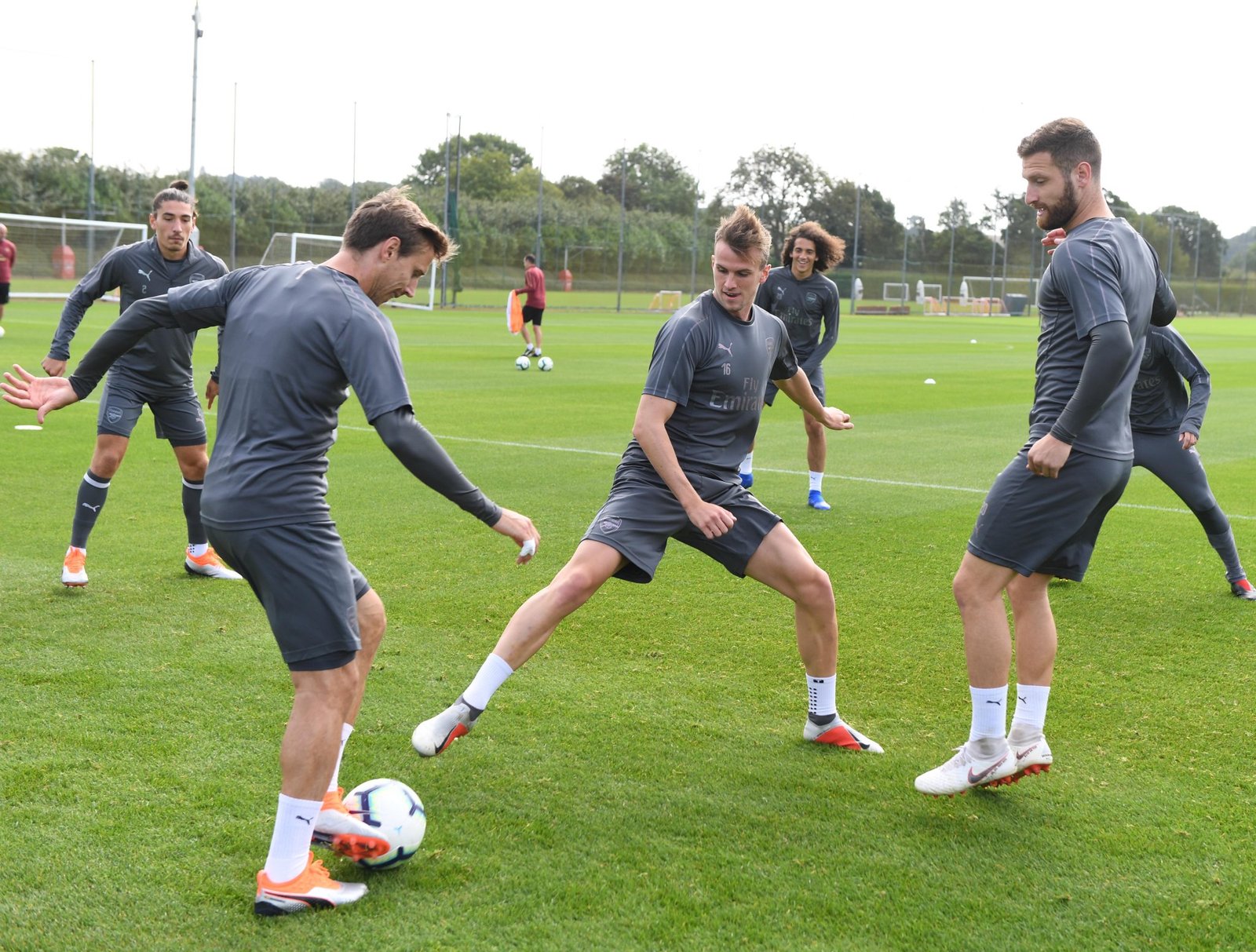 Arsenal players in training
